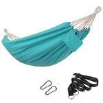 SONGMICS Hammock, 210 x 150 cm, Double Hammock, 300 kg Load Capacity, for Terrace, Balcony, Garden, Outdoor, Camping, with Carry Bag, Fastening Straps and Carabiners, Turquoise GDC15BU