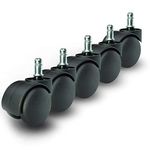 SELTOS™ Nylon Castor Pin Type Revolving Chair Wheel (Black, 2 Inch) Set of 5 Pieces Load Capacity- 250 kg.