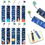 10Pcs Space Theme Bookmarks with Metal Charms, Kids Bookmarks Page Markers for Women Men Boys Girls Gift, Students Teachers Reading School Home Office Supplies