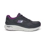 Skechers Womens Arch Fit D'Lux Casual Shoes Vegan Well-Cushioned Supportive Platform Midsole Charcoal/Purple - 4 UK (149686)