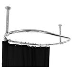 Luxury Oval Shower Curtain Rod (Free Curtain Rings)Ceiling Mounted for Clawfoot Tub Freestanding Curtain Rail Heavy Duty in Chrome Finish - 45 x 25 Inch