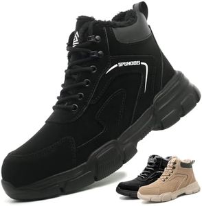 Scarpe Antinfortunistiche Invernali Uomo Donna Scarpe da Lavoro Stivali di Sicurezza Antiscivolo Impermeabili Caldi con Puntale in Acciaio Marrone Nero 43