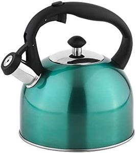 Amazon Basics Stainless Steel Tea Kettle, 2.3-Liters, Teal