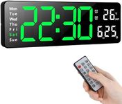 Koolertron Digital Clock 13-inch Large Display LED Wall Clock with Remote Control Countdown Dimmer Large Clock with DST Date Week Temperature