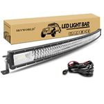 SKYWORLD 52 inch 675W Curved LED Light Bar Flood Spot Combo Beam Work Offroad Driving Fog Lamps with Wiring Harness Kit for ATV UTV SUV 4x4 4WD Tractor Truck Car Boat 12V 24V