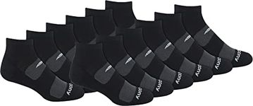 Saucony Men's Multi-Pack Mesh Ventilating Comfort Fit Performance Quarter Socks (6 & 12), Black (12 Pairs), Shoe Size: 8-12