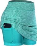 Blevonh Golf Skirts for Women,Lightweight Casual Skort Plus Size Not See-Through Sporty Spandex Skirt Womens Elastic Waistband Moisture Sicking Two Layers Workout Tennis Shorts Green 2XL