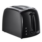 Russell Hobbs Textures 2 Slice Toaster (Extra Wide Slots, 6 Browning levels, Frozen, cancel & reheat function with indicator lights, Removable crumb tray, 850W, Black matt & high gloss finish) 21641