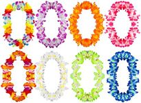 KINBOM Hawaiian Leis, 8pcs Colorful Hawaii Large Flower Lei Thickened Flower Garlands Necklace Tropical Luau Party Fancy Dress Supplies for Holiday Wedding Beach Birthday Decorations (8 Colors)