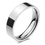 NOKMIT 5mm Wedding Band Rings for Women Girls Dainty 14K White Gold Couple Anniversary Engagement Thumb Ring High Polished Plain Flat Cigar Band Tarnish Resistant Comfort Fit Size 4 to 11 (6)