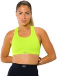 Zensah Seamless Sports Bra - Best Sports Bra for Running, Made in USA (Neon Yellow, Large/X-Large)