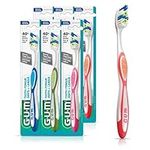 GUM Tooth & Tongue Toothbrush, Full, Medium Bristles, 6 Toothbrushes (6 Packs of 1 Toothbrush), Colour May Vary