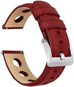 BARTON WATCH BANDS, 18mm Red - Rally Horween Leather Watch Bands - Integrated quick release spring bars- 316L stainless steel- Choose Strap Color & Width