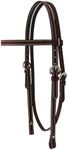 Tahoe Double Stitched Leather Browband Western Headstall, Multiple Colors & Sizes