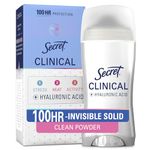 Secret Clinical Strength Deodorant and Antiperspirant for Women, Invisible Solid, Powder Protection, 2.6 oz