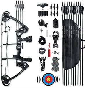 PANDARUS Compound Bow Draw Weight 0-70 Lbs for Pull Beginner and Intermediate Archer Fully Adjustable 19.25"-31" with All Accessories, up to IBO 320 fps New 2024(Black Left Handed Bag)