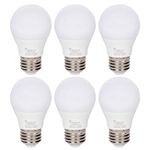 Simba Lighting LED A15 Refrigerator Light Bulbs (6-Pack) 4W 40W Replacement Small for Appliances, Freezers, Ceiling Fans, 120V, E26 Standard Medium Base, Frosted Cover, Not Dimmable, 3000K Soft White