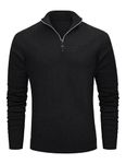 MAGCOMSEN Pullovers for Men Turtleneck Sweater with Ribbing Edge Casual Fall Sweatshirt Long Sleeves Pullovers Fashion Knitted Cotton Sweatshirt Black