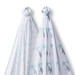 SwaddleDesigns SwaddleDuo, Set of 2 Swaddling Blankets, Cotton Muslin + Premium Cotton Flannel, SeaCrystal Circus Fun Duo