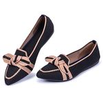 Women's Loafer Flats Casual Knit Fabric Lightweight Dressy Shoes Washable Elegant Pointed-Toe lace-up Bow Shoes Comfortable Ballet Style Shoes for Women Perfect for Travel, Dating and Daily Commute