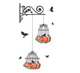 Decals Design 'Hanging Birds Cage with Flowers' Wall Sticker (PVC Vinyl, 50 cm x 70 cm)