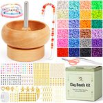 PP OPOUNT Clay Beads Kit with Bead Spinner, Jewelry Making Bead Spinner with 4800 PCS Clay Beads, 632 PCS Jewelry Accessories and Big Eye Beading Needles, Bead Spinner for Jewelry Making