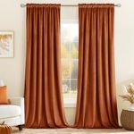 MIULEE Velvet Curtains 90 inches - Luxury Blackout Curtains for Bedroom Living Room Thermal Insulated Super Soft Window Drapes Rod Pocket, Orange, W52 x L90 inches, 2 Panels