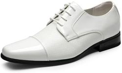 Bruno Marc Men's Patent Tuxedo Dress Shoes Classic Lace-up Formal Oxfords,Size 9.5,White-PAT,SBOX2404M