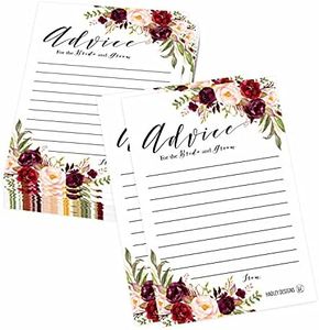 50 Floral Wedding Advice Cards For Bride and Groom, Wedding Guest Book Alternative, Advice and Wishes For The Mr and Mrs, Advice For The Bride, Bridal Shower Advice Cards, Wedding Card Boxes Reception