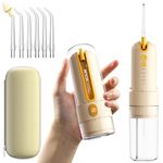 JIMOK Water Dental Flosser Cordless for Teeth Portable Oral Irrigator, 4modes with DIY, 6jet Tips, Removable Water Tank for Easy Cleaning, Portable Case for Home Travel(Yellow)