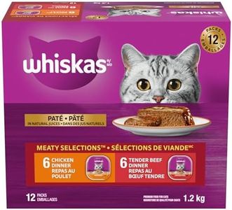 WHISKAS Meaty Selections Adult Wet Cat Food Paté - 6 Chicken, 6 Beef, 12x100g Tray