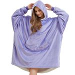 Wearable Blanket Hoodie,Super Warm Soft Oversized Hooded Blankets for Women Men,Sherpa Blanket Sweatshirt,One Size Fits All (Purple)