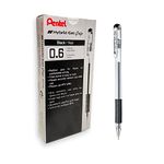 Pentel Hybrid Gel Grip Rollerball Pen 0.6mm Tip 0.3mm Line Black Ref K116-AE [Pack of 12]