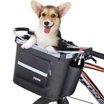 COFIT Detachable Bike Basket Front, Waterproof Dog Bicycle Carrier for Pet Cat, Shopping, Commuter, Camping, Outdoor Storage, Cycling Bag Accessories with Side Pouches, Black