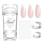 AIMEILI French Tip Nail Stamp - 4PCS Nail Art Stamper Kit Clear Nail Stamper Silicone Nail Stamping Double-headed Jelly Stamper for Nails with Scrapers for French Manicure Home DIY Nail Salon