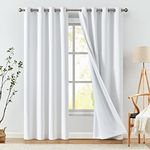 Blackout Curtain White for Bedroom 84 inch Window Treatment Panels Living Room Drapes Grommet Top Sold Individually One Panel