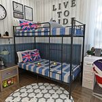 WEIBO Single Bunk Beds, 2 x 3FT Metal Bunk Beds Frame for Adult and Children, Black
