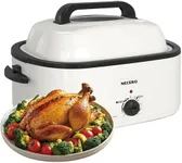 NECERO Roaster Oven 26 Quart, Electric Roaster Pan with Visible & Self-Basting Lid, Large Stainless Steel Electric Turkey Oven, Removable Pan Rack, Fits Turkeys Up to 26LB (White）