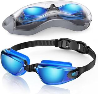 Aegend Swim Goggles, Swimming Goggles No Leaking Full Protection Adult Men Women Youth, Blue-black