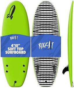 Rock-It 4'10" CHUB Soft Top Surfboard, Kids Mini Surfboard - Innovative Design, Easy to Paddle and Maneuverable for Beginners (Green)