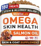 Fish Oil Omega 3 Treats for Dogs - Allergy and Itch Relief - Skin and Coat Supplement - Joint Health - Wild Alaskan Salmon Oil - Shedding, Itchy Skin Relief - Omega 3 6 9 - EPA & DHA - 180 Treats