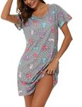 ENJOYNIGHT Womens Nightgowns Cotton Sleepwear Plus Size Sleep Shirt Short Sleeve Nightshirt Print Sleepshirt, Cat, X-Large