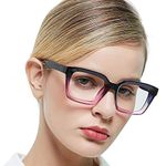 OCCI CHIARI large Women's Reading Glasses 1.5 Spring Hinged Glasses for Women Fashion Reading Glasses Square Frame (Purple,150)