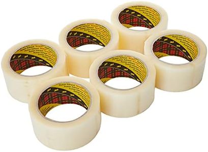 3M Scotch 371 Box Sealing Tape - Pack of 6, Transparent, 50 mm x 66 m