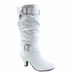 Forever Link Maggie-39 Women's Fashion Low Heel Zipper Slouchy Mid-Calf Boots Shoes, White, 6.5