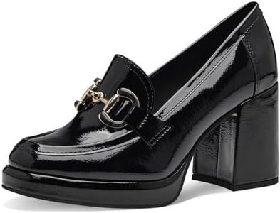 MARCO TOZZI Mocassini Donna con Tacco Verniciati Vegani, Nero (Black Patent), 38 EU