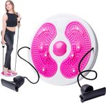 Raixleb Waist Twisting Disc with Handles 8 Magnets Waist Whispers Waist Slimming Balance Rotating Disc with Massage Foot Sole for Slimming Waist Arms Hips and Thighs Pink