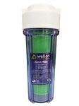 WELLON 10 INCH Clear Pre Housing with Anti-Oxidant Alkaline GAC Filter for Whole House Water Filtration System Clear housing Alkaline 1/4" Port Size