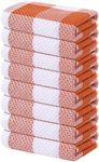 Homaxy 100% Cotton Waffle Weave Check Plaid Kitchen Towels, 13 x 28 Inches, Super Soft and Absorbent Dish Towels for Drying Dishes, 8-Pack, White & Orange