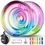 MAGICYOYO Crystal Yoyo K2 Responsive Yoyo for Kids, Professional Yoyo for Beginners, Tricolor Dual Funtion Yo-Yo with 12 Yoyo Strings, Yoyo Case Bag + Yoyo Accessory Kit (Blue Pink Yellow Gradient)